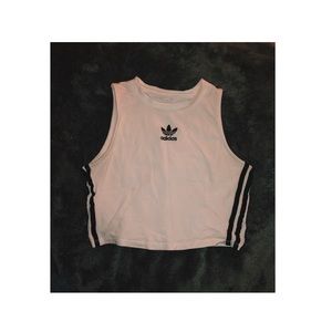 White Adidas cropped tank top